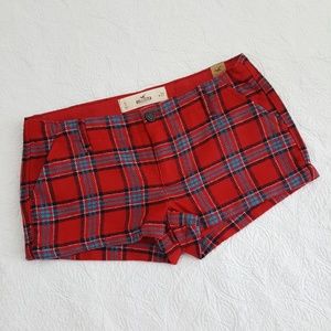 NWT Hollister Red Plaid Wool Blend Shorts Sz 5 w27